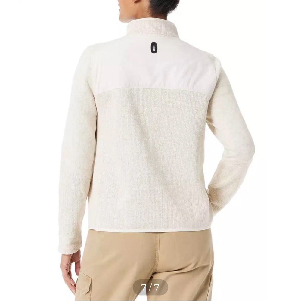 Bass Outdoor Mixed Media Mock Neck Heather Cream Half Snap Pullover Small NWT - Picture 6 of 12